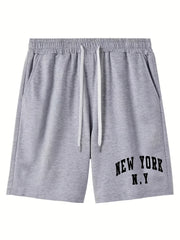 York Print Men's Shorts Elastic Waist Drawstring Shorts