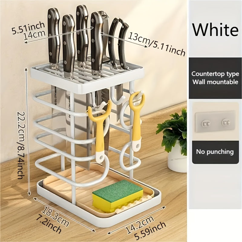 Stainless Steel Kitchen Utensil Holder Rest Countertop Wall-mounted Storage Rack