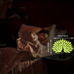 Peacock 3D Night Light Lamp 16 Colors Remote Control Kids