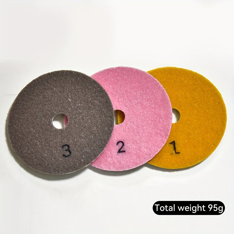 3pcs Wet & Dry Polishing Pads Stone Marble Tile, Flexible