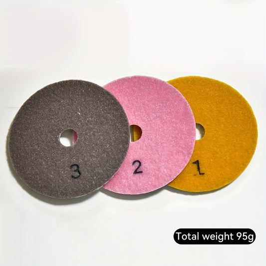3pcs Wet & Dry Polishing Pads Stone Marble Tile, Flexible