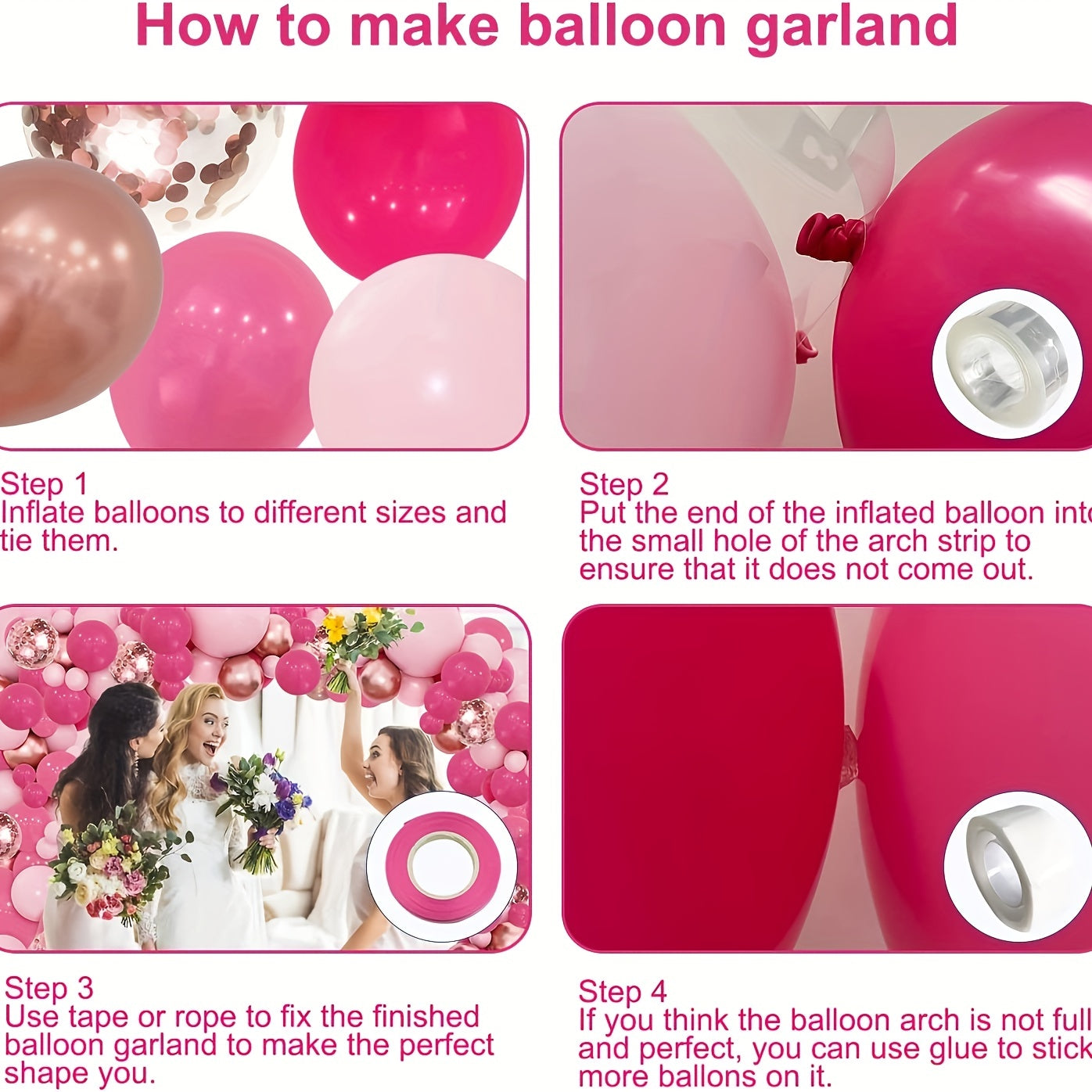 143pcs Pink Balloon Garland Set for Birthday Parties Wedding Decor