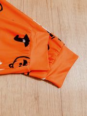 Unisex Baby Halloween BOO Letters Pumpkin Head Ghost Printed Jumpsuit