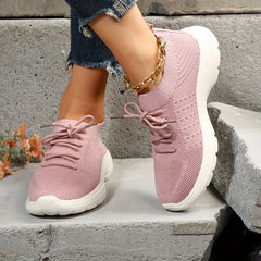 Women's Breathable Mesh Sneakers Casual Lace Up Outdoor Shoes Lightweight