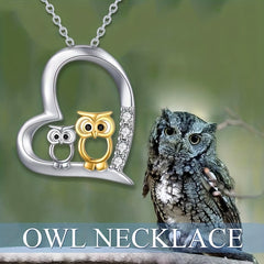 Owl Heart Pendant Necklace Gift for Girls