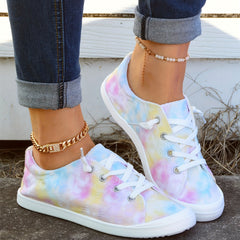Tie Dye Low Top Lace Up Canvas Shoes