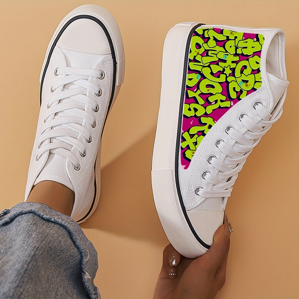 Graffiti Letter High Top Canvas Sneakers