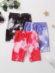 3pcs Kids Girls Tie Dye Elastic Waist Short Leggings Spring Summer Clothes