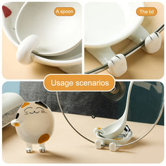 Ceramic Cat Spoon Rest for Stove Top - Kitchen Accessory for Utensil Holder