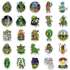 50 Alien PVC Graffiti Cartoon Waterproof Stickers for Phone Luggage Notebook