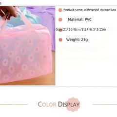Floral PVC Waterproof Makeup Bag with Handle