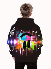 Earphone And Music Note Print Boy's Hoodie Kids Casual Long Sleeve