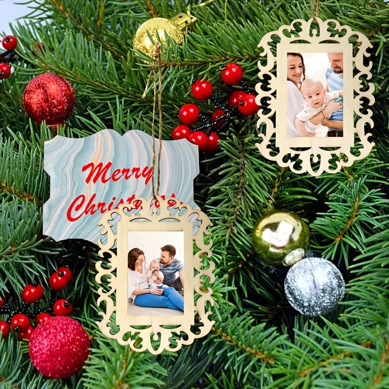 12 Pcs Wooden Picture Frames For Crafts And DIY Ornaments