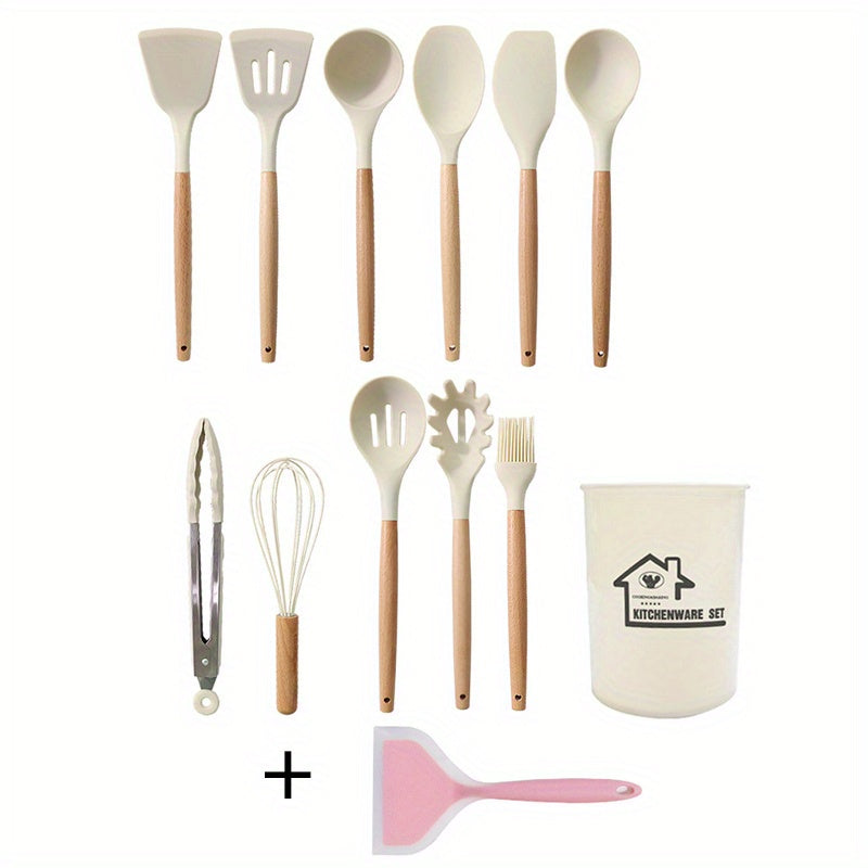 33pcs Wooden Handle Silicone Kitchenware Spoon Shovel Kitchen Gadgets Set