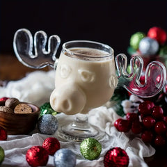 1pc Reindeer Wine Glass 240ml 8.4oz Clear Christmas Decorations
