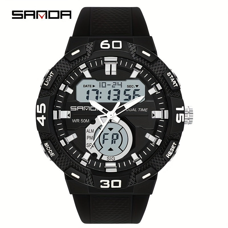 SANDA Boy's Dual Display LED Digital Watch Waterproof