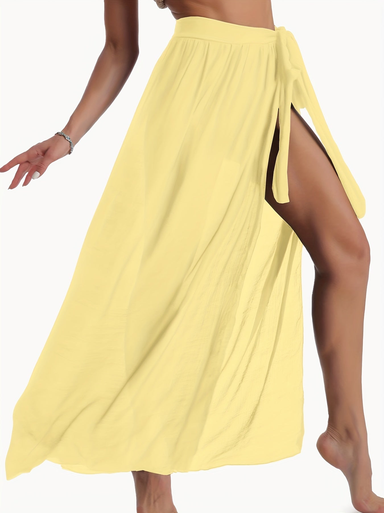Semi Sheer Cover Up Wrap Stretch Beach Cover Up Skirt Women's Swimwear