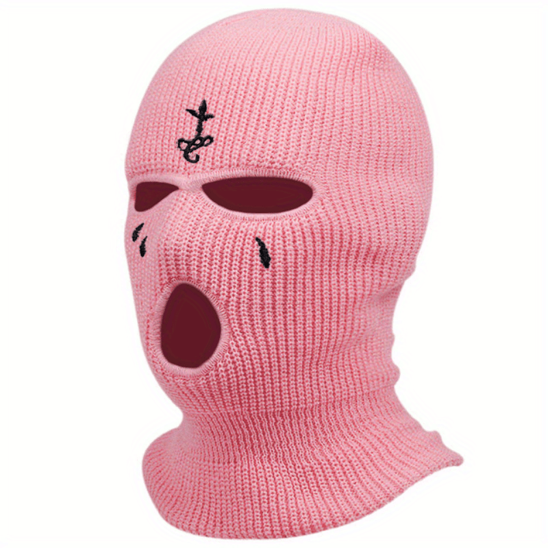 Gothic Embroidery Balaclava Unisex Ski Mask Elastic Knit Hat