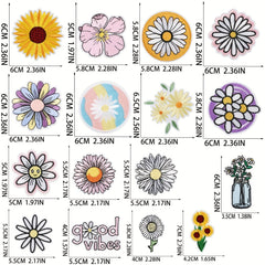 16pcs Embroidered Cloth Bag Patches - Colorful Hot Transfer Printing