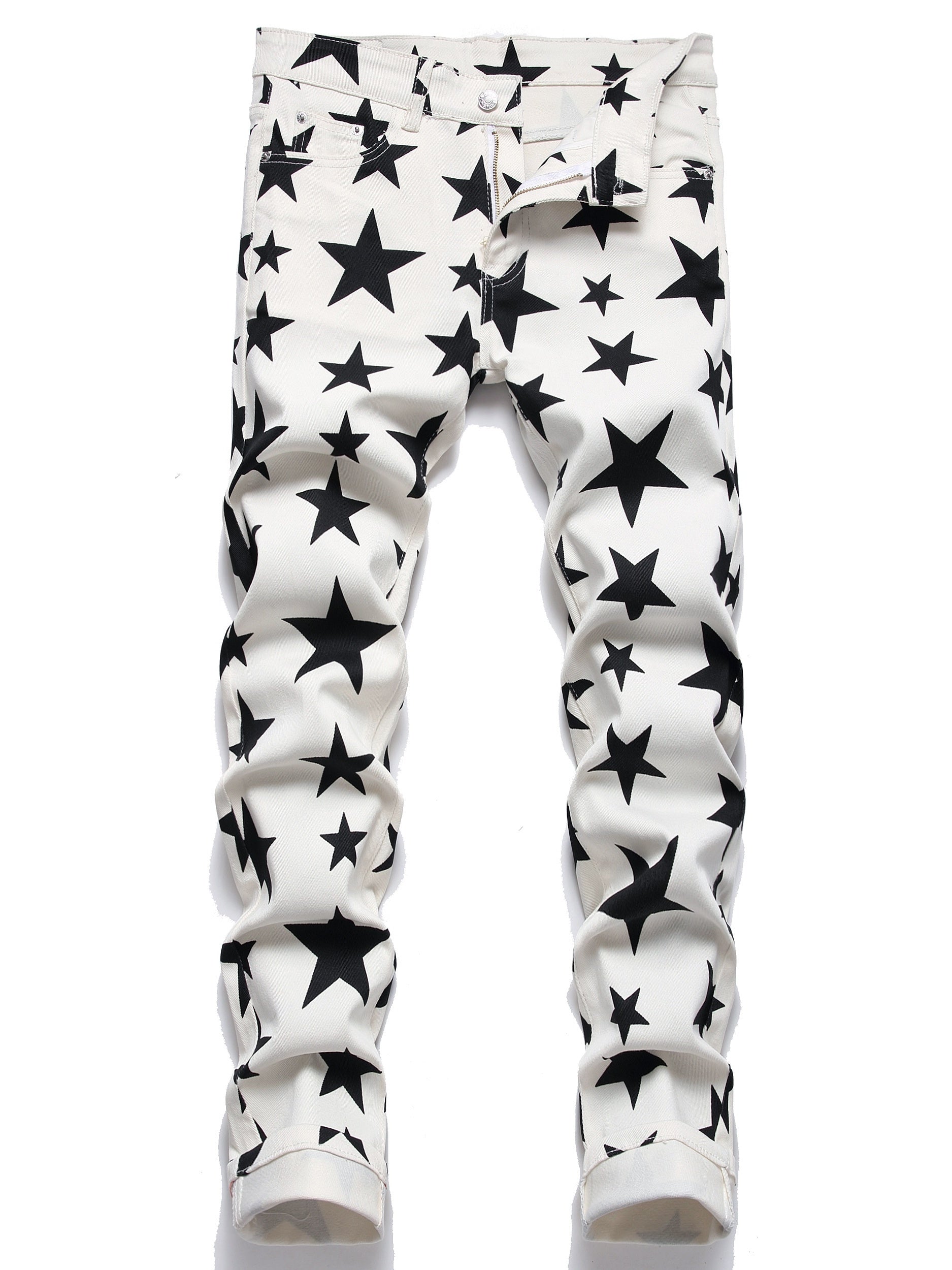 Mens Slim Fit Jeans Little Stars Pattern