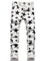 Mens Slim Fit Jeans Little Stars Pattern