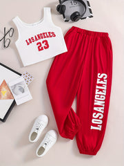 Girls Casual Tank Top & Pants Set For Summer Holiday Party