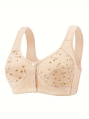 Floral Print Button Front Wireless Comfort Bralette