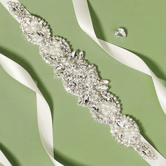Crystal Bridal Belt with Organza Ribbon for Gowns