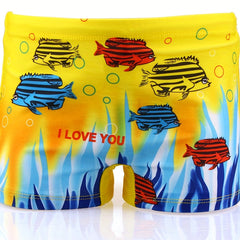 Boys Cartoon Fish Swim Trunks for Beach Vacation