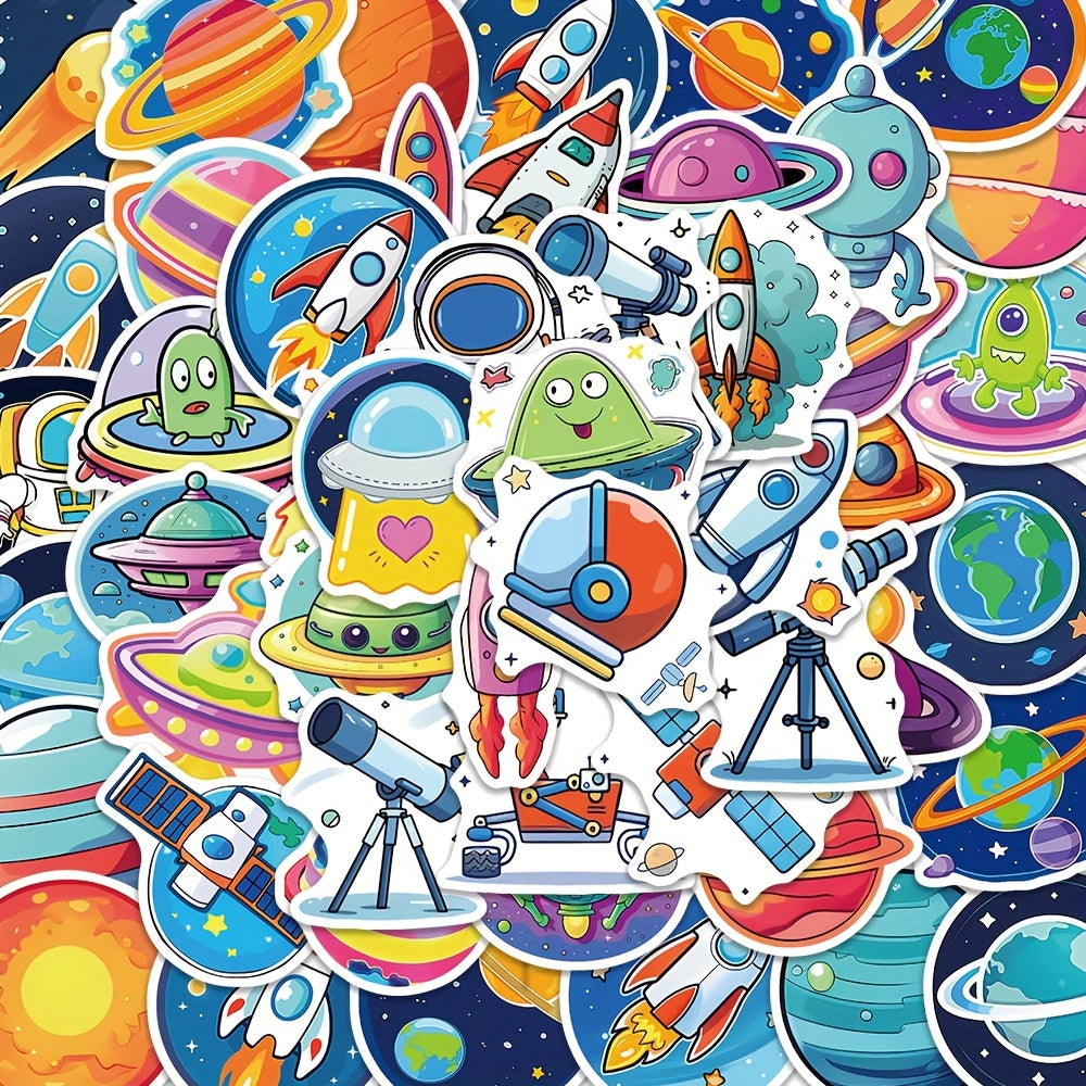 50pcs Gradient Planet Stickers for Kids Waterproof Sticker Pack