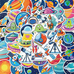 50pcs Gradient Planet Stickers for Kids Waterproof Sticker Pack
