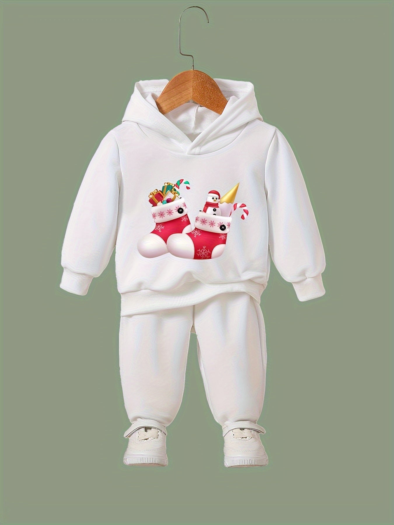 OERYUI Christmas Socks Print Girls Hoodies Jogger Pants Set For Sports