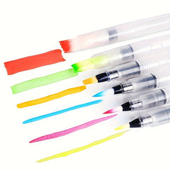 6pcs Watercolor Pens with Soluble Tips & Flat Brush Heads for Painting