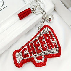 Plush Rhinestone Horn Keychain Tassel Pendant Car Bag Accessory