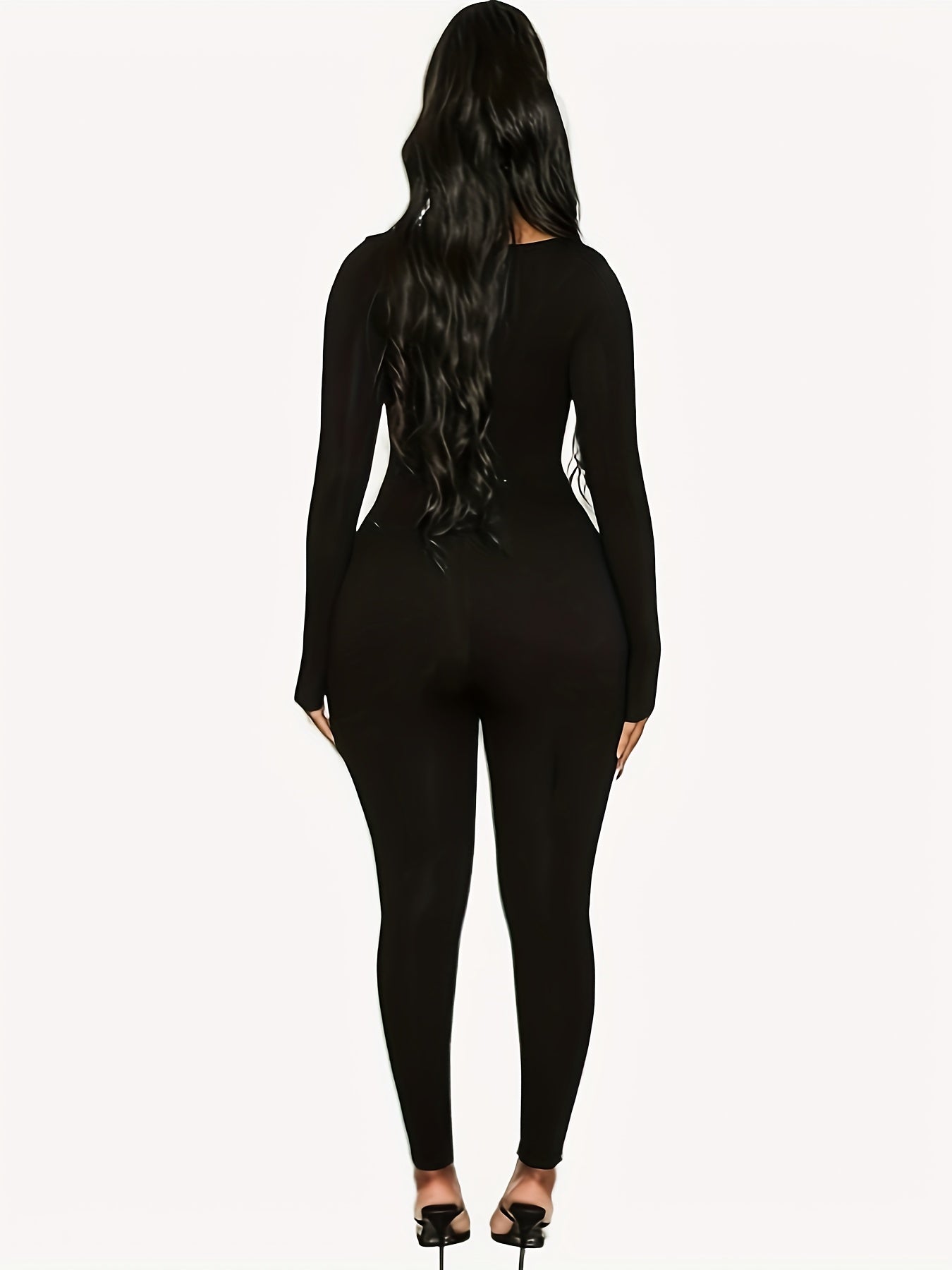 Long Sleeve Slimming Yoga Jumpsuit Mid Stretch Slim Fit Yoga Bodysuit