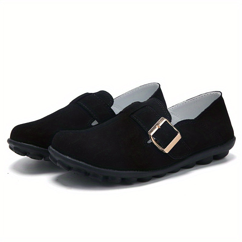 Women's Comfy Slip On Loafers with Buckle Strap