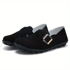 Women's Comfy Slip On Loafers with Buckle Strap