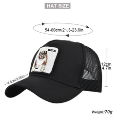 Animal Embroidered Bulldog Baseball Cap Peaked Cap