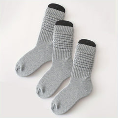 3 Pairs Slouch Crew Socks Cozy & Breathable Street Socks Women's Stockings