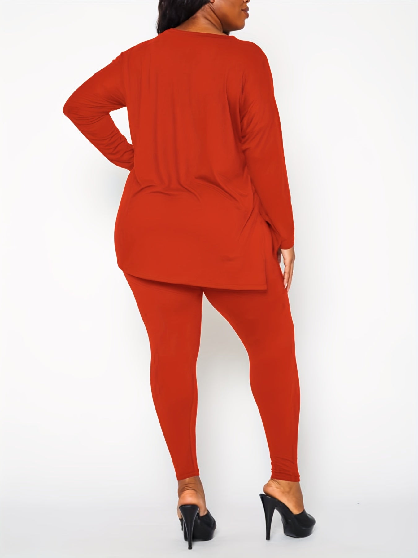2-Piece Set Solid V Neck Top & Pants Outfits