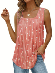 Polka Dot Square Neck Tank Top Women's Sleeveless Summer Casual Top