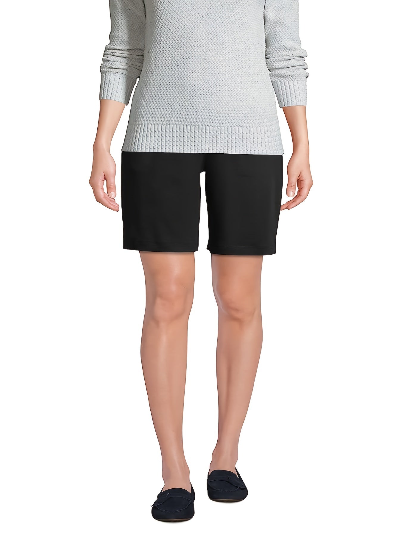 Sporty Shorts Women's Plus Solid Elastic High Rise Slim Fit
