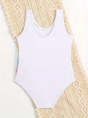 Cartoon Graphic Girls Toddler Bodycon Swimwear Bodysuit