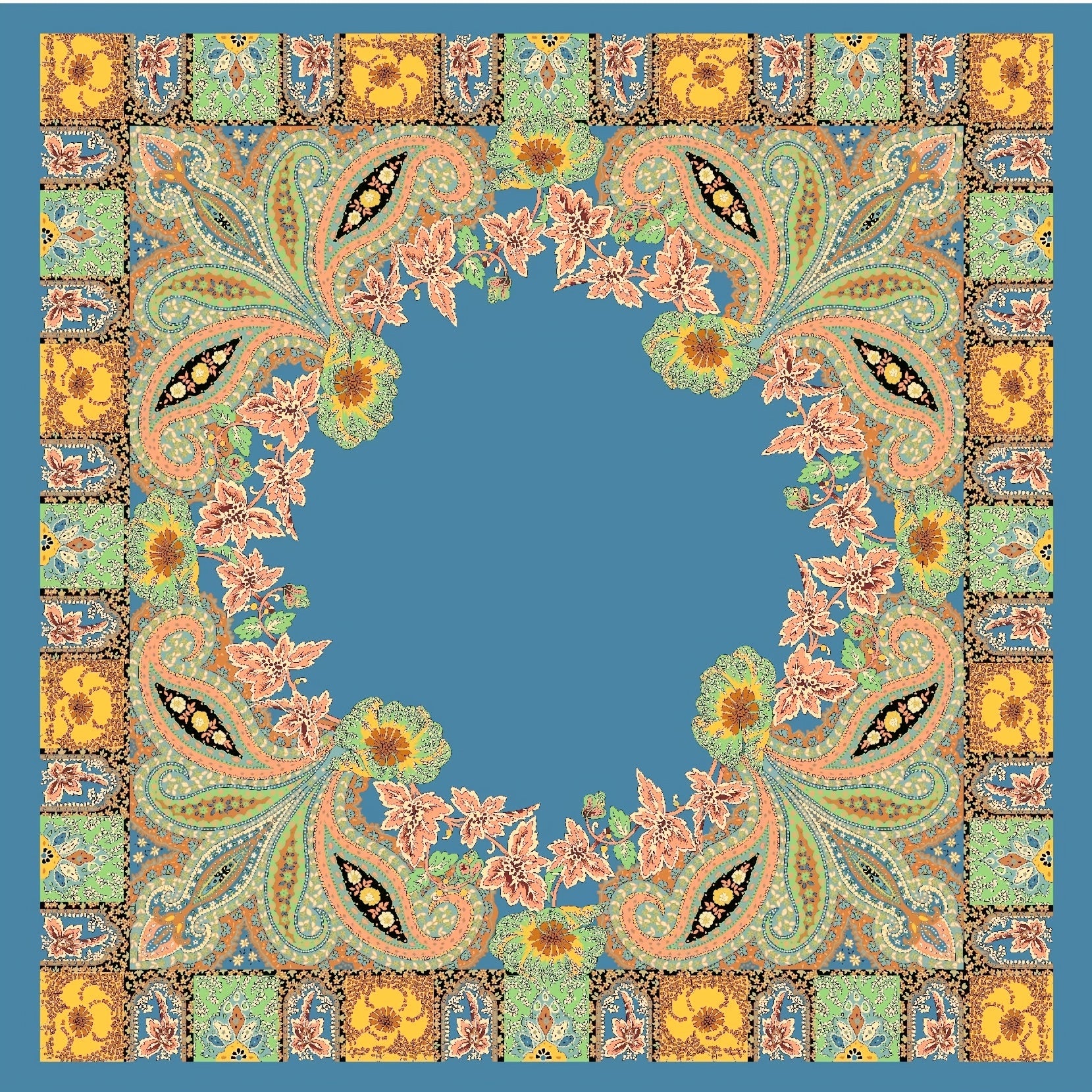 Vintage Print Square Scarves for Women