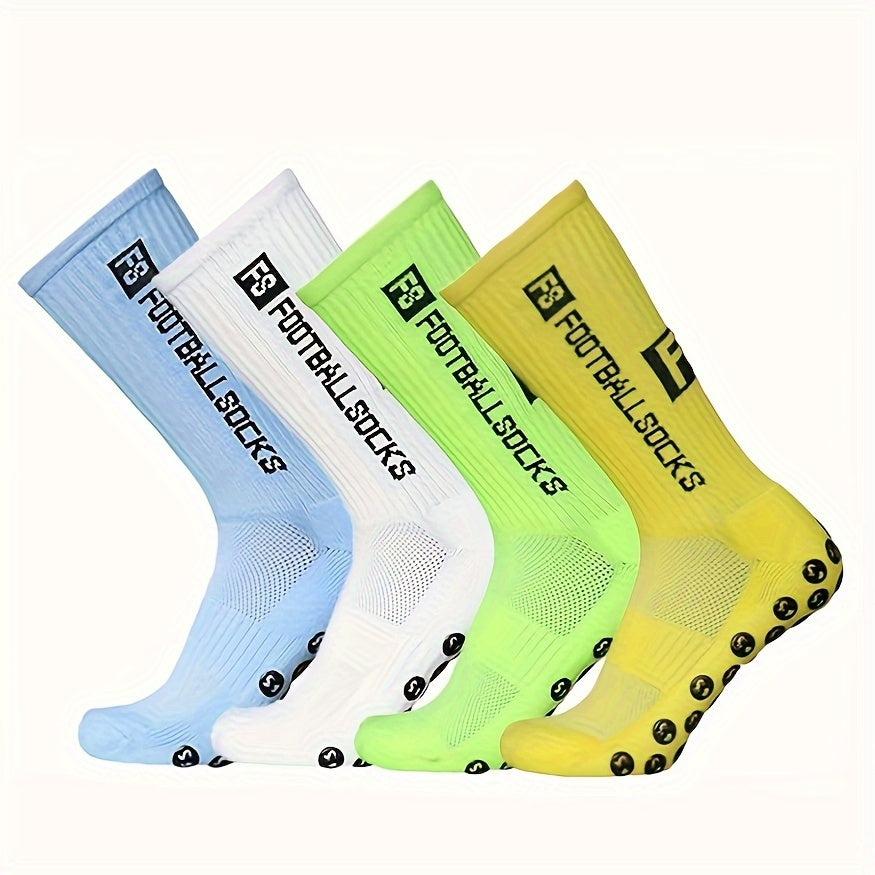 Silicone Dots Non-Slip Football Socks - 4 Pairs
