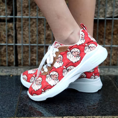 Christmas Women's Casual Sports Shoes Santa Claus Print Lightweight Non slip
