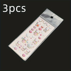 3 Sheets Love Cat Stickers 3D Cartoon Decals Album Water Cup Notebook Stickers