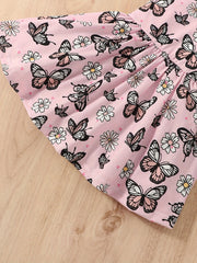 2pcs Baby Girls Butterfly Cami Dress & Hat Set for Summer