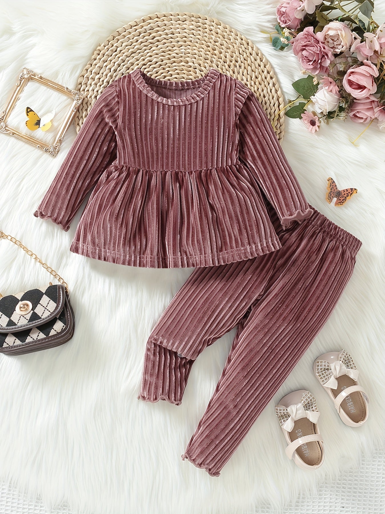 Baby Girls Peplum Top & Legging Pants Set