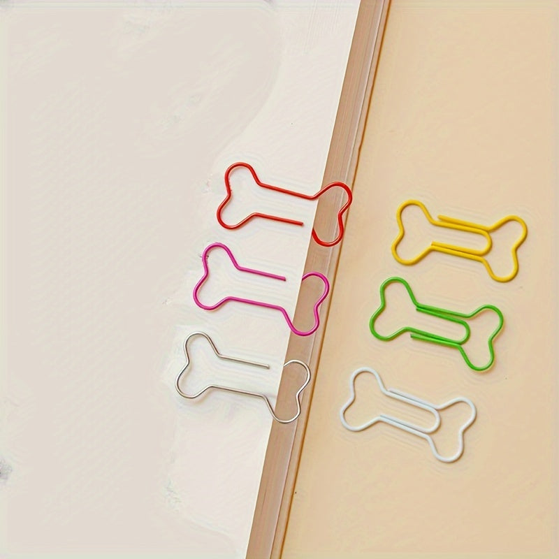 21pcs Bone-shaped Cartoon Animal Clips Student Office Bookmarks